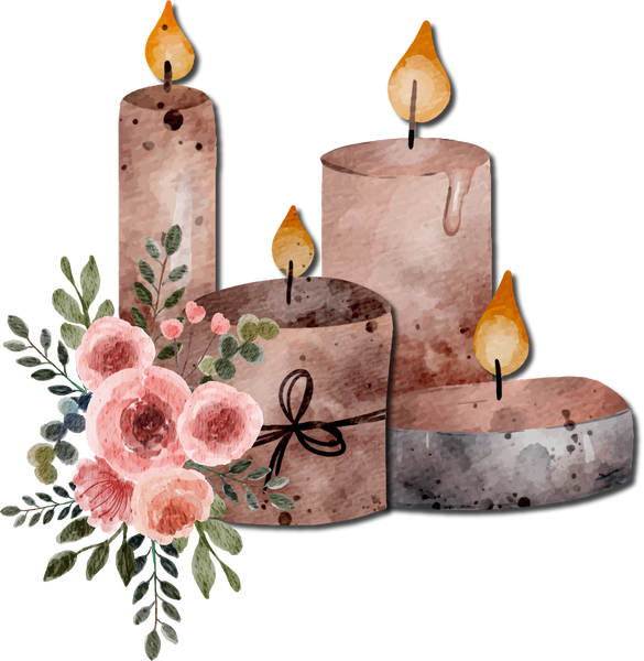 Christmas Candle with Watercolor Flower Arrangement